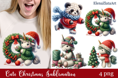 Crochet Yarn Christmas PNG, Cute animals Christmas PNG Product Image 1