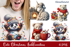 Crochet Yarn Christmas PNG, Cute animals Christmas PNG Product Image 1
