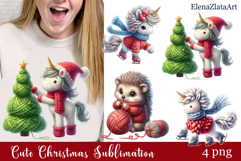 Crochet Yarn Christmas PNG, Cute animals Christmas PNG Product Image 1