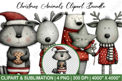 Christmas Animals Clipart Sublimation Product Image 1