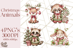 Christmas Animal Friends Clipart PNG, Cute Holiday Clip Art Product Image 1