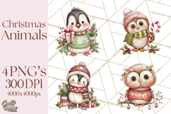 Christmas Animal Friends Clipart PNG, Cute Holiday Clip Art Product Image 1