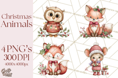 Christmas Animal Friends Clipart PNG, Cute Holiday Clip Art Product Image 1