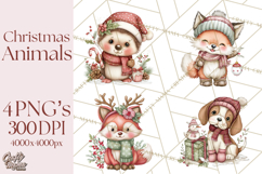 Christmas Animal Friends Clipart PNG, Cute Holiday Clip Art Product Image 1