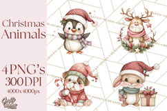 Christmas Animal Friends Clipart PNG, Cute Holiday Clip Art Product Image 1