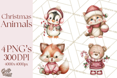 Christmas Animal Friends Clipart PNG, Cute Holiday Clip Art Product Image 1