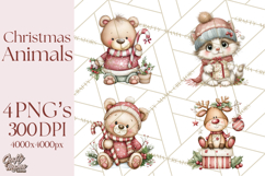Christmas Animal Friends Clipart PNG, Cute Holiday Clip Art Product Image 1