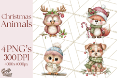 Christmas Animal Friends Clipart PNG, Cute Holiday Clip Art Product Image 1