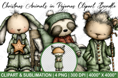 Christmas Animals in Pajamas Sublimation Product Image 1
