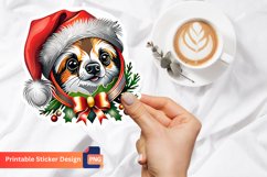 Christmas Animal Printable Sticker, Festive Animal Sticker Product Image 1
