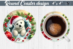 Round Coaster | Polar Bear | Christmas Product Image 1