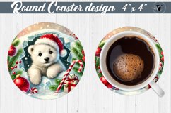 Round Coaster | Polar Bear | Christmas Product Image 1