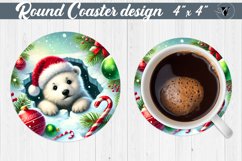 Round Coaster | Polar Bear | Christmas Product Image 1