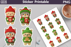 Cat Christmas Sticker | Kitty Christmas Knitted Sticker Product Image 1