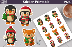 Penguin Christmas Sticker | Fox Christmas Knitted Sticker Product Image 1