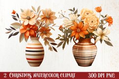 Christmas Antique Vases Clipart, Christmas Clipart Product Image 1