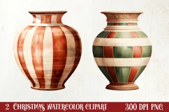Christmas Antique Vases Clipart, Christmas Clipart Product Image 1