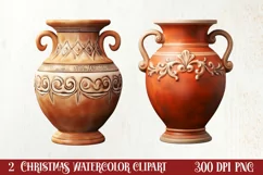 Christmas Antique Vases Clipart, Christmas Clipart Product Image 1
