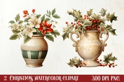 Christmas Antique Vases Clipart, Christmas Clipart Product Image 1
