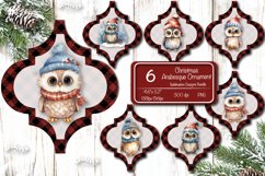 Christmas Arabesque tiles Bundle Christmas ornament bundle sublimation with Watercolor Owl ornament PNG. Christmas Sublimation Arabesque Ornament