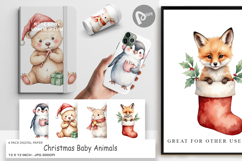 Digital Paper Christmas Baby Animals Product Image 1