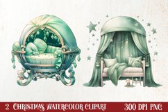 Mint Christmas Baby First Clipart, Christmas PNG Product Image 1