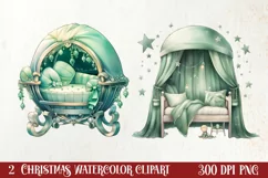 Mint Christmas Baby First Clipart, Christmas PNG Product Image 1