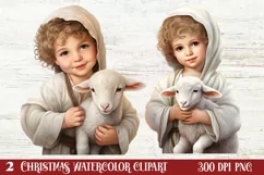 Christmas Baby Jesus Watercolor Clipart, Christmas Baby Jesu Product Image 1