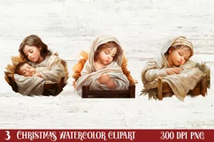 Christmas Baby Jesus Watercolor Clipart, Christmas Baby Jesu Product Image 1