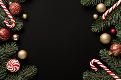 Black Background Mockup, Christmas Candy Cane Background PNG Product Image 1