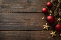 Wooden Background, Red Christmas Balls Background Design Product Image 1