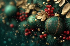 Green Christmas Balls Background, Christmas Background PNG Product Image 1