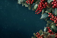 Christmas Berry Background, Holiday Background Design Product Image 1