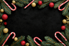 Black Background Mockup, Christmas Candy Canes Background Product Image 1