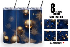 Dark Blue Christmas Tumbler Sublimation Wrap Product Image 1
