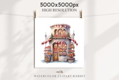 Christmas Bakery Stand Storefront Clipart PNG Scrapbook File Fairy Tale Art Image Watercolor Transparent Print illustration sublimation winter printable digital watercolor Christmas bakery stand, xmas clipart, sublimation nursery, holiday winter art, stor