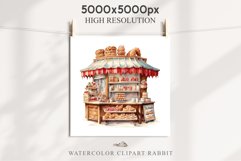 Christmas Bakery Stand Storefront Clipart PNG Scrapbook File Fairy Tale Art Image Watercolor Transparent Print illustration sublimation winter printable digital watercolor Christmas bakery stand, xmas clipart, sublimation nursery, holiday winter art, stor