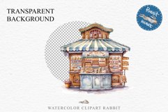 Christmas Bakery Stand Storefront Clipart PNG Scrapbook File Fairy Tale Art Image Watercolor Transparent Print illustration sublimation winter printable digital watercolor Christmas bakery stand, xmas clipart, sublimation nursery, holiday winter art, stor