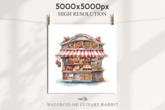 Christmas Bakery Stand Storefront Clipart PNG Scrapbook File Fairy Tale Art Image Watercolor Transparent Print illustration sublimation winter printable digital watercolor Christmas bakery stand, xmas clipart, sublimation nursery, holiday winter art, stor