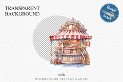 Christmas Bakery Stand Storefront Clipart PNG Scrapbook File Fairy Tale Art Image Watercolor Transparent Print illustration sublimation winter printable digital watercolor Christmas bakery stand, xmas clipart, sublimation nursery, holiday winter art, stor