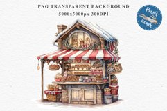 Christmas Bakery Stand Storefront Clipart PNG Scrapbook File Fairy Tale Art Image Watercolor Transparent Print illustration sublimation winter printable digital watercolor Christmas bakery stand, xmas clipart, sublimation nursery, holiday winter art, stor