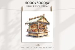 Christmas Bakery Stand Storefront Clipart PNG Scrapbook File Fairy Tale Art Image Watercolor Transparent Print illustration sublimation winter printable digital watercolor Christmas bakery stand, xmas clipart, sublimation nursery, holiday winter art, stor