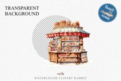 Christmas Bakery Stand Storefront Clipart PNG Scrapbook File Fairy Tale Art Image Watercolor Transparent Print illustration sublimation winter printable digital watercolor Christmas bakery stand, xmas clipart, sublimation nursery, holiday winter art, stor