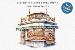 Christmas Bakery Stand Storefront Clipart PNG Scrapbook File Fairy Tale Art Image Watercolor Transparent Print illustration sublimation winter printable digital watercolor Christmas bakery stand, xmas clipart, sublimation nursery, holiday winter art, stor