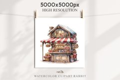 Christmas Bakery Stand Storefront Clipart PNG Scrapbook File Fairy Tale Art Image Watercolor Transparent Print illustration sublimation winter printable digital watercolor Christmas bakery stand, xmas clipart, sublimation nursery, holiday winter art, stor
