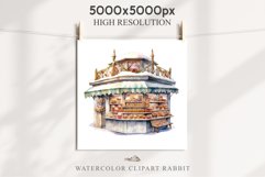 Christmas Bakery Stand Storefront Clipart PNG Scrapbook File Fairy Tale Art Image Watercolor Transparent Print illustration sublimation winter printable digital watercolor Christmas bakery stand, xmas clipart, sublimation nursery, holiday winter art, stor