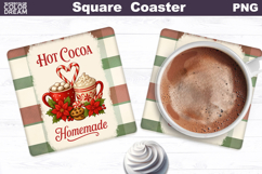 Christmas Bakery Square Coaster| Hot Cocoa Sublimation Product Image 1