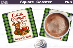 Christmas Bakery Square Coaster| Reindeer Sublimation Product Image 1