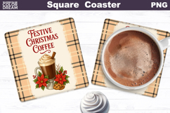 Christmas Bakery Square Coaster| Festive Coffee Sublimation Product Image 1