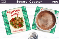 Christmas Bakery Square Coaster| Gingerbread Sublimation Product Image 1